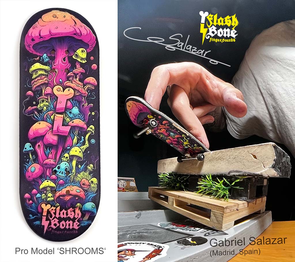 FlashBone Fingerboard Pro Deck 'SHROOMS - Gabriel Salazar Pro Model' (various shapes)